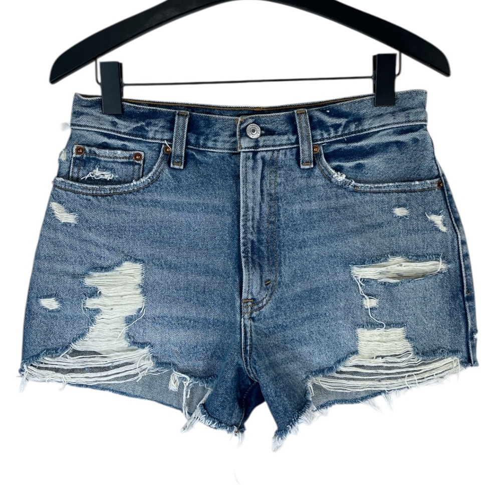 Abercrombie & Fitch Annie High Rise denim shorts  destructed medium wash 27/4